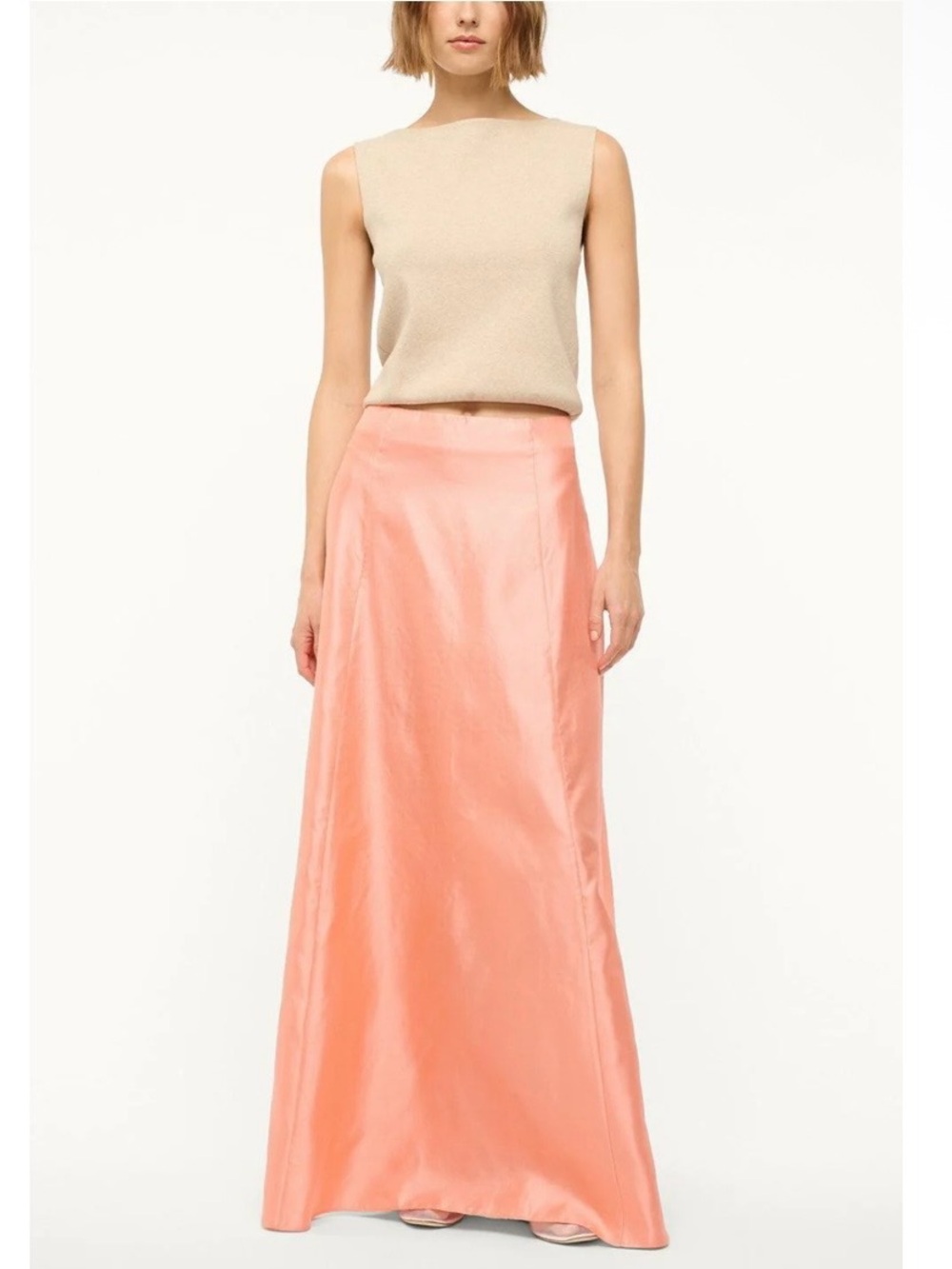 STAUD Vincenzo 100% Silk Maxi Skirt in Carnation Pink. NWT Size 10